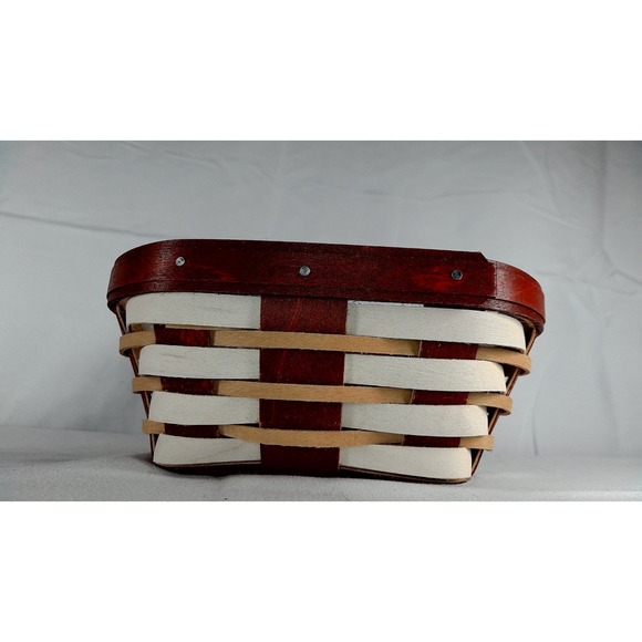 Longaberger Candy Cane Small Sweets Basket Set with Protector Handmade - Picture 1 of 6